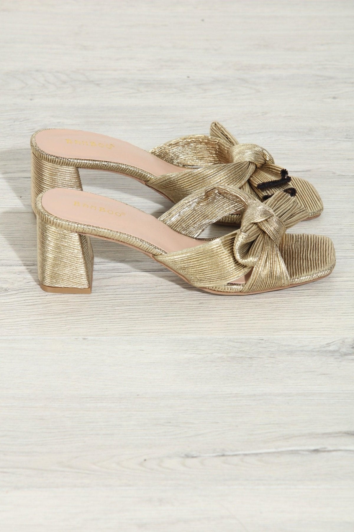 Vera Bow Heeled Sandal- Gold