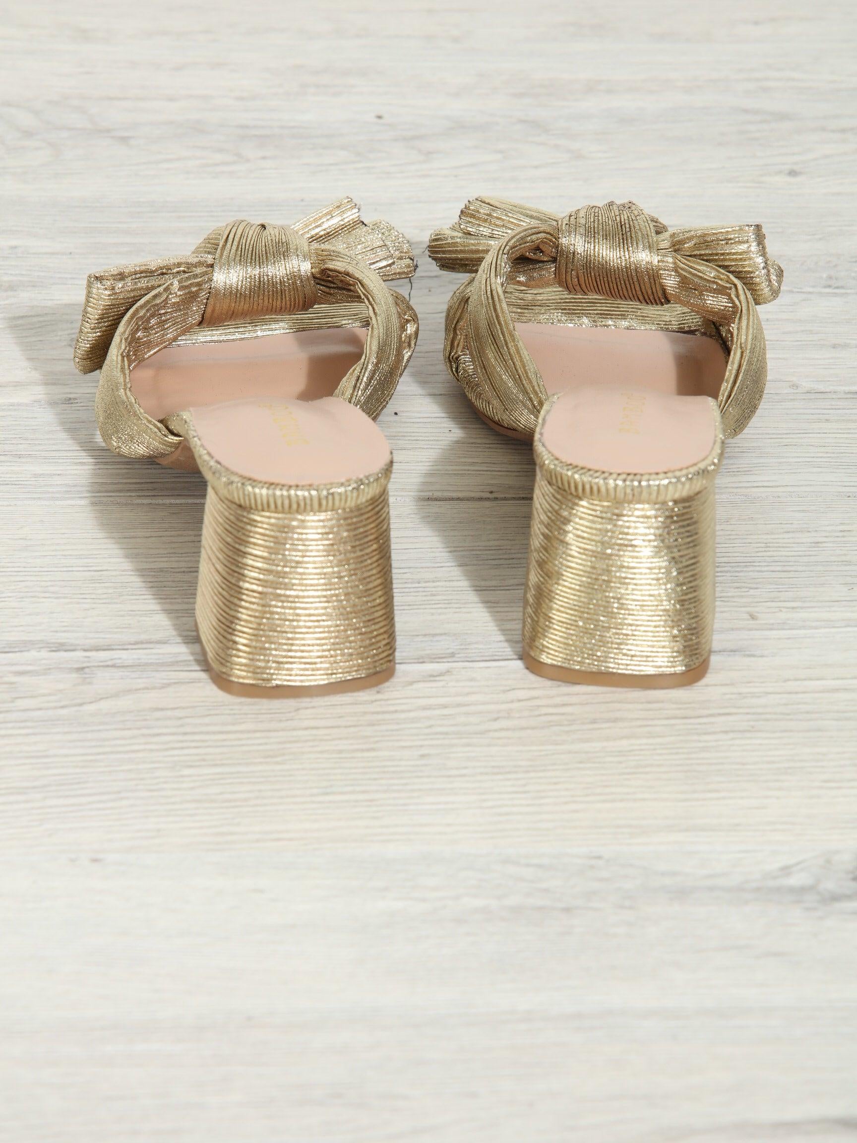 Vera Bow Heeled Sandal- Gold