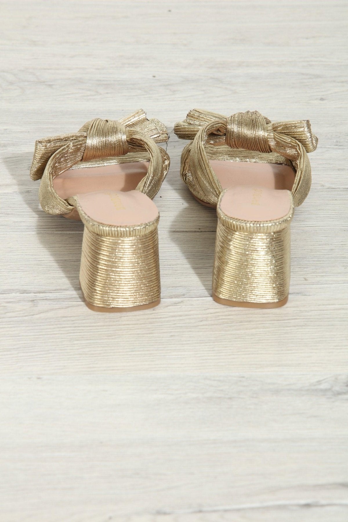 Vera Bow Heeled Sandal- Gold