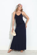 Navy Stretch Drop Waist Maxi Dress-BEST SELLER
