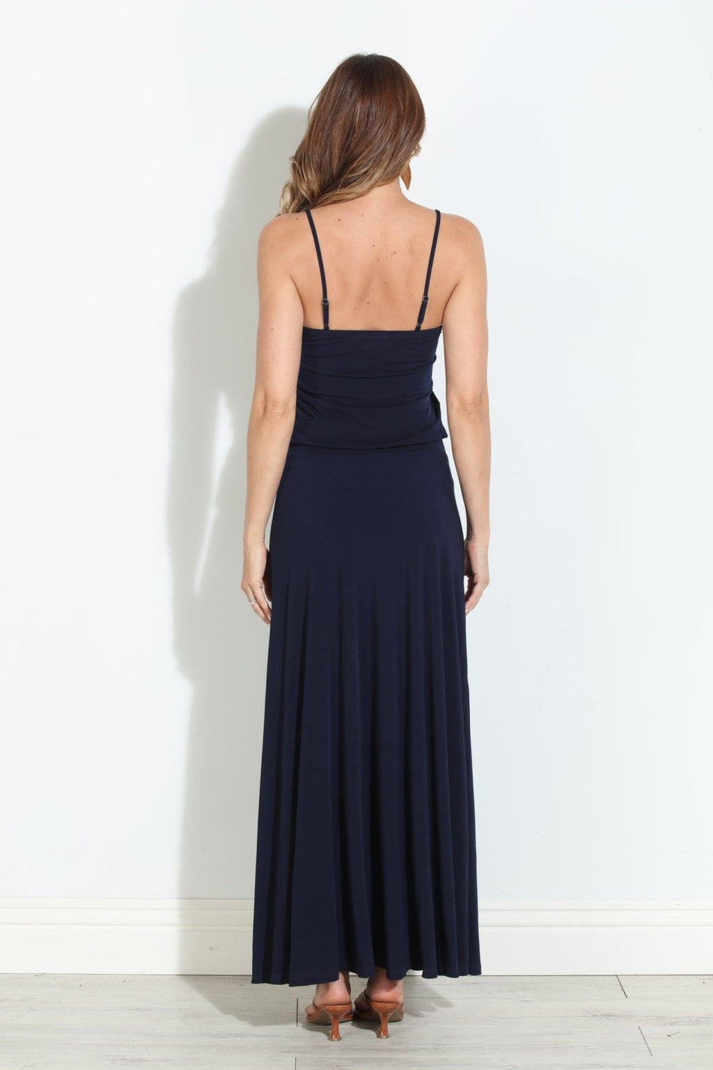Navy Stretch Drop Waist Maxi Dress-BEST SELLER