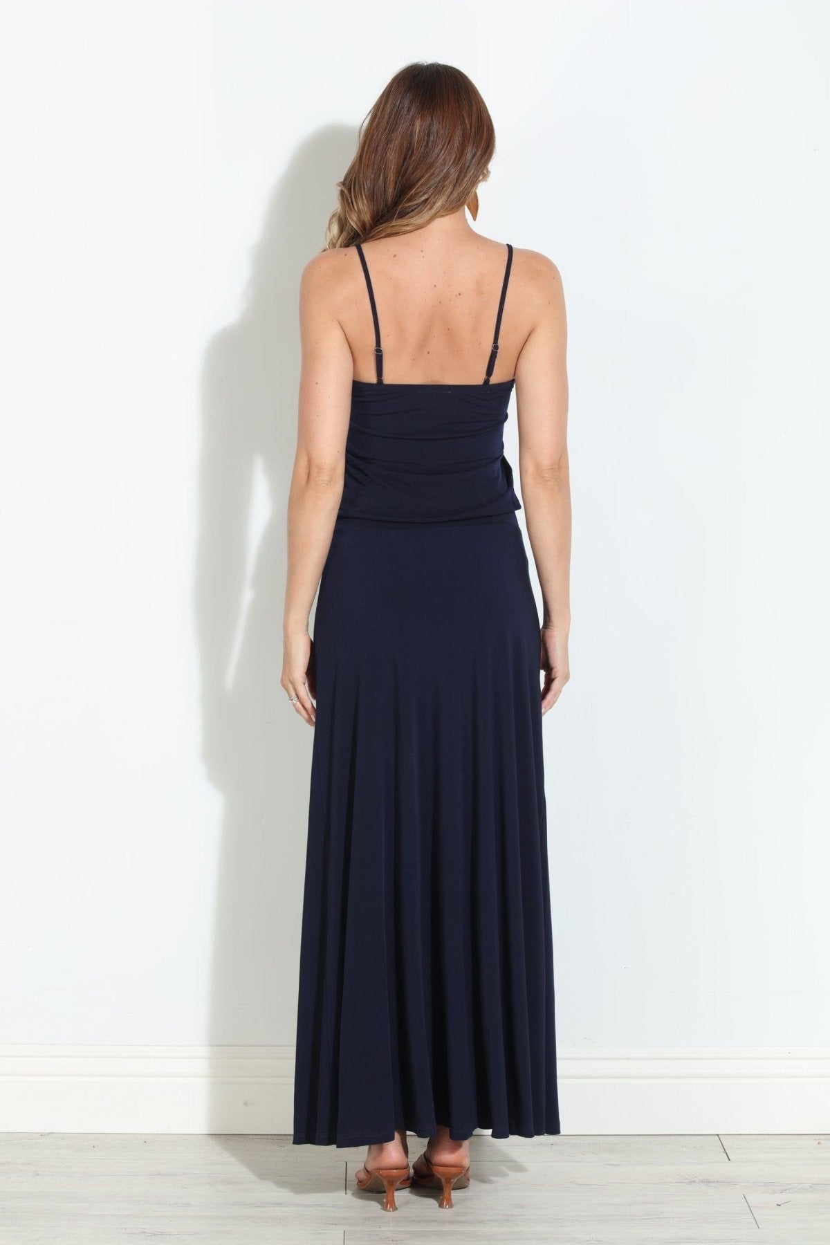 Navy Stretch Drop Waist Maxi Dress-BEST SELLER
