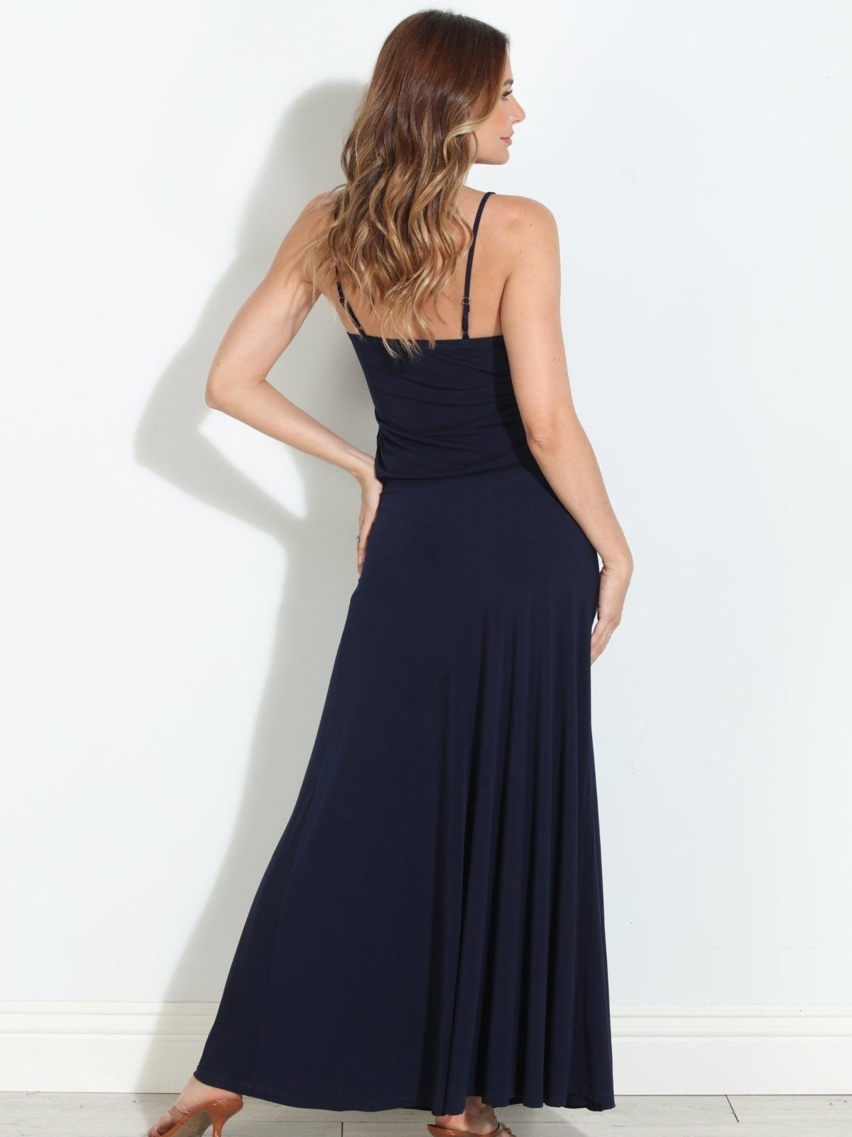 Navy Stretch Drop Waist Maxi Dress-BEST SELLER