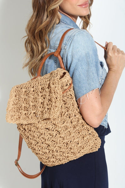 Raffia Woven Backpack – Veronica M ® display picture 2