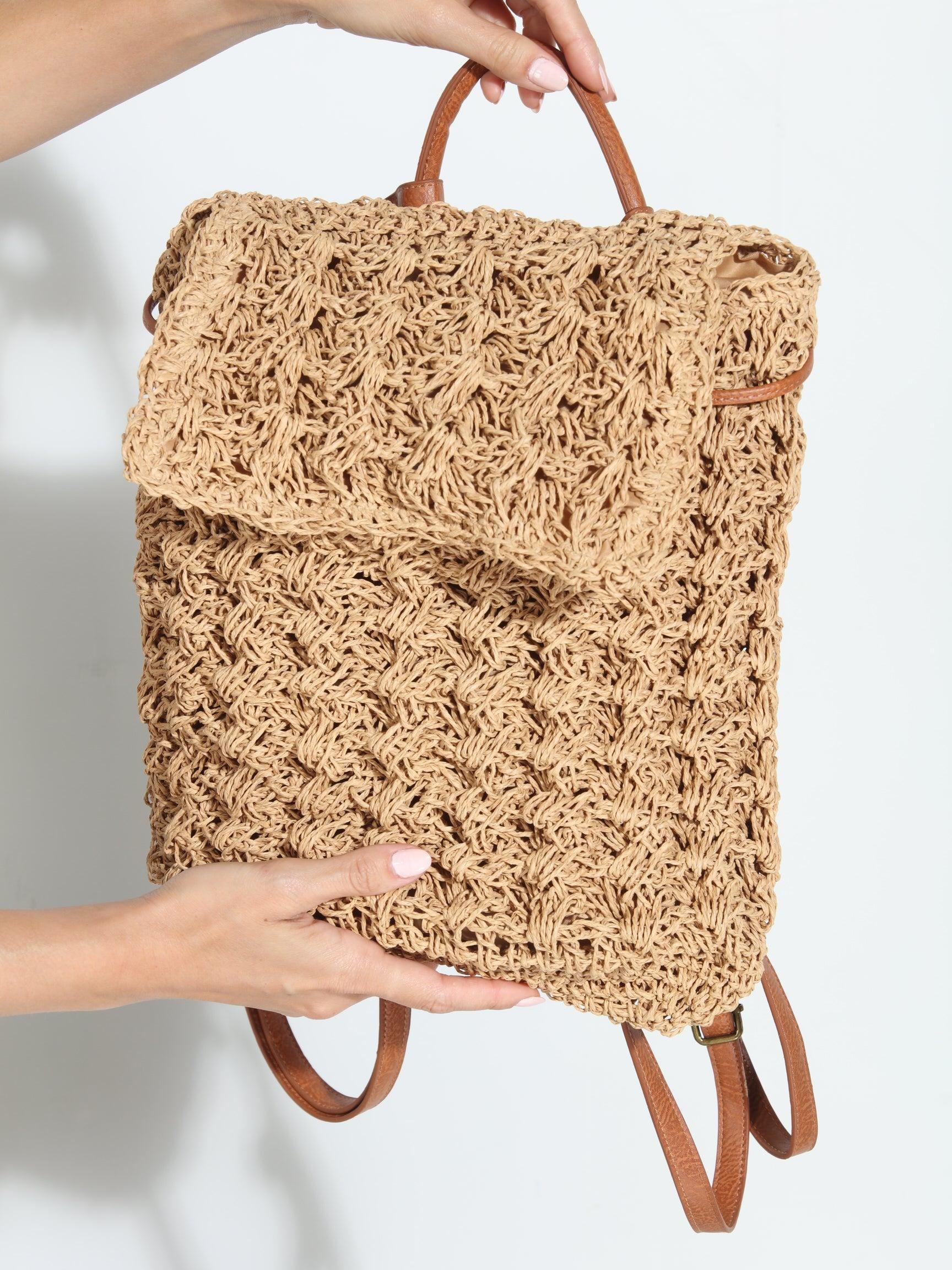 Raffia Woven Backpack