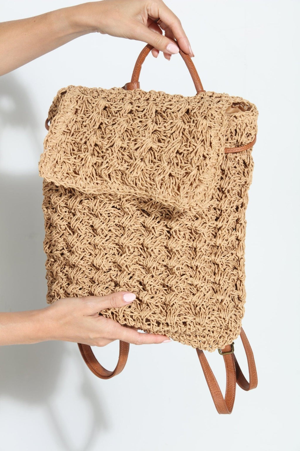 Raffia Woven Backpack