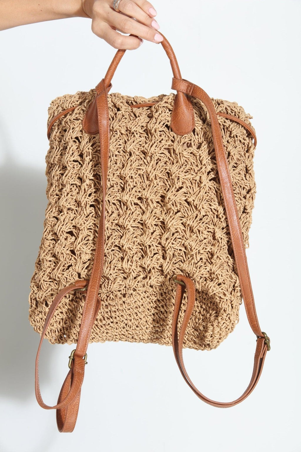 Raffia Woven Backpack