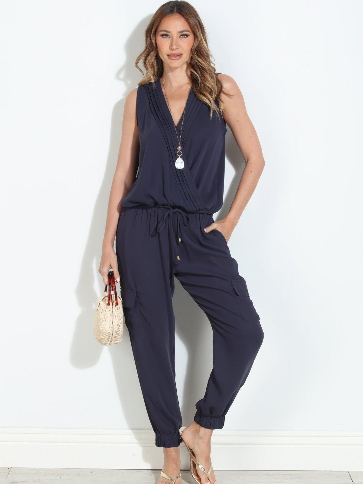 Navy Pleated Politan Top-BEST SELLER