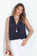 Navy Pleated Politan Top-BEST SELLER