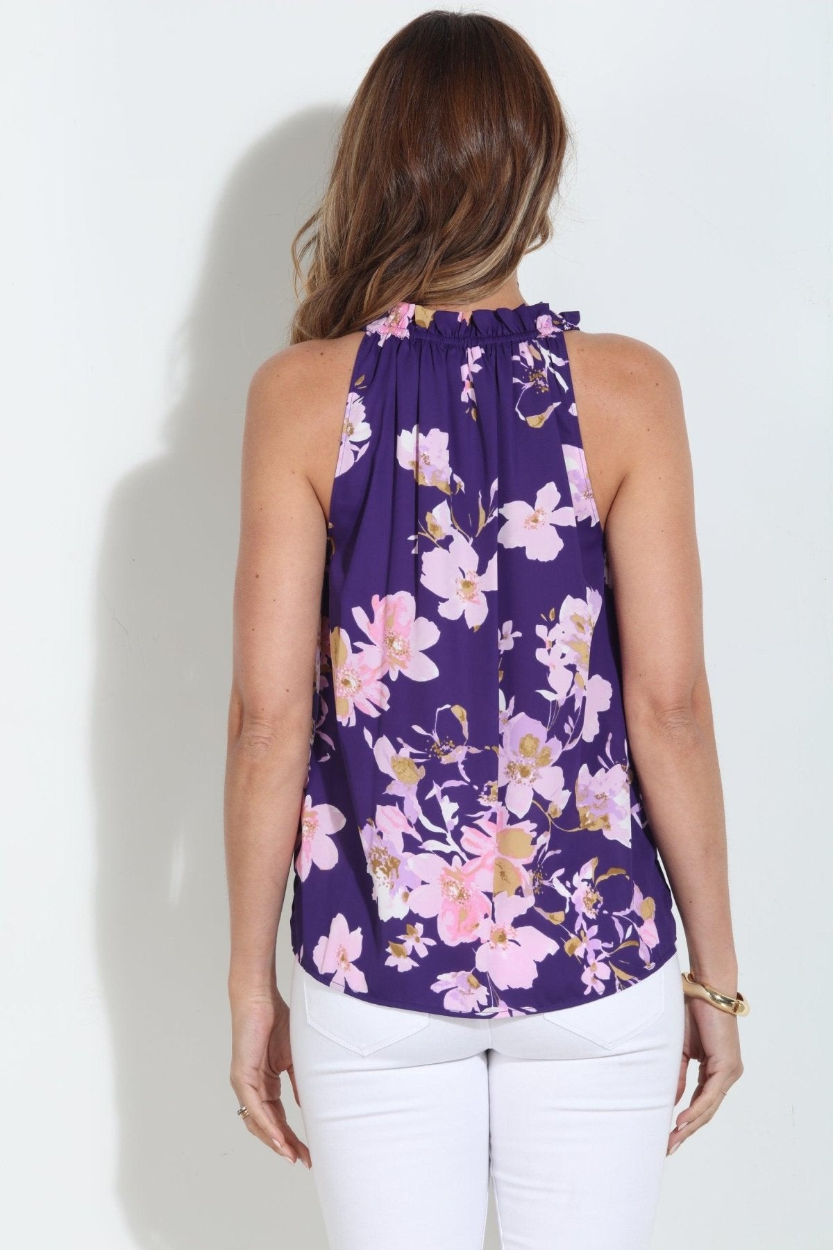 Praira Pleated Neck Halter Blouse