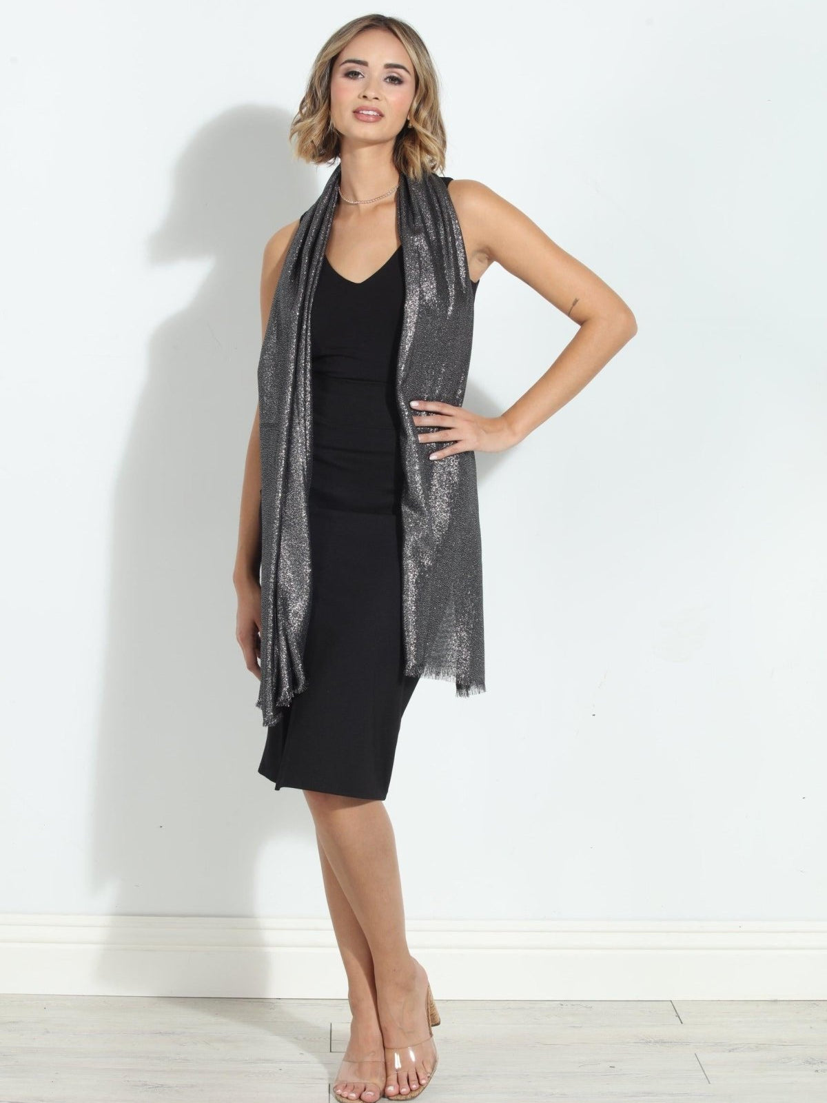 Black Metallic Scarf