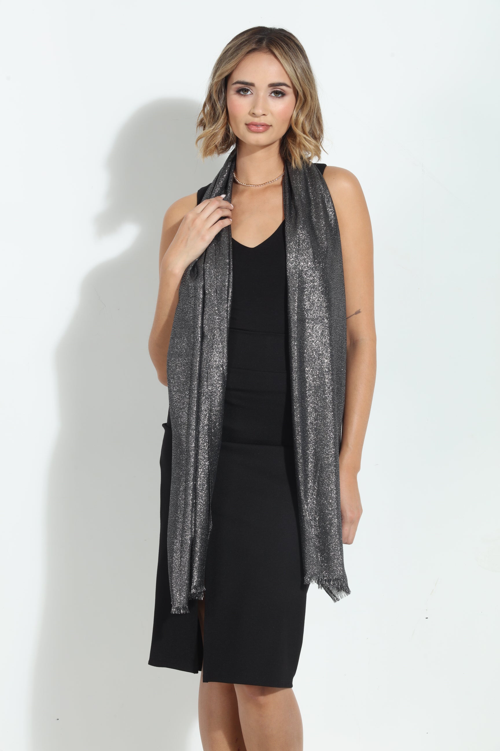 Black Metallic Scarf