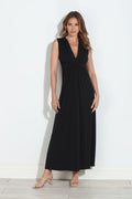 Black Stretch V-Neck Maxi Dress-BEST SELLER