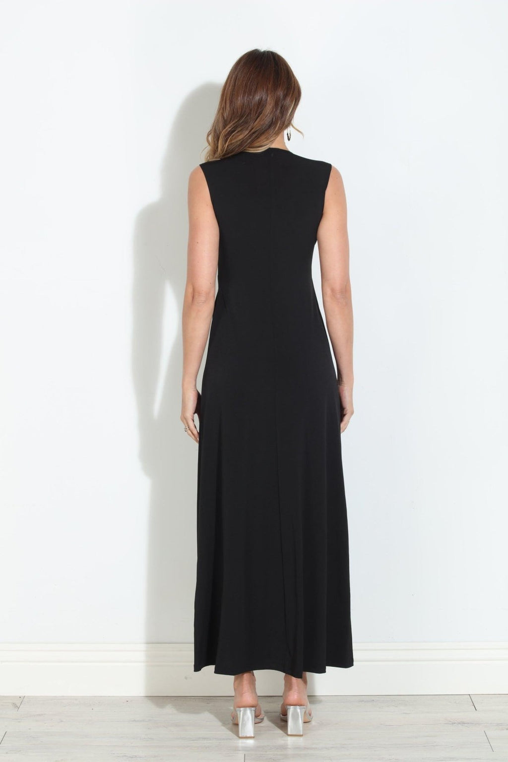Black Stretch V-Neck Maxi Dress-BEST SELLER