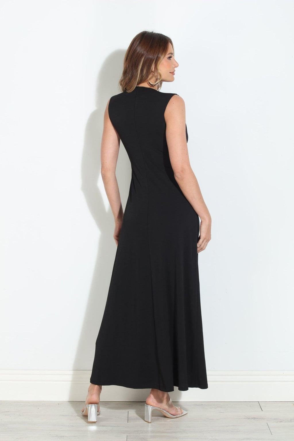Black Stretch V-Neck Maxi Dress-BEST SELLER