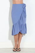 Denim Airflow Wrap Ruffle Skirt