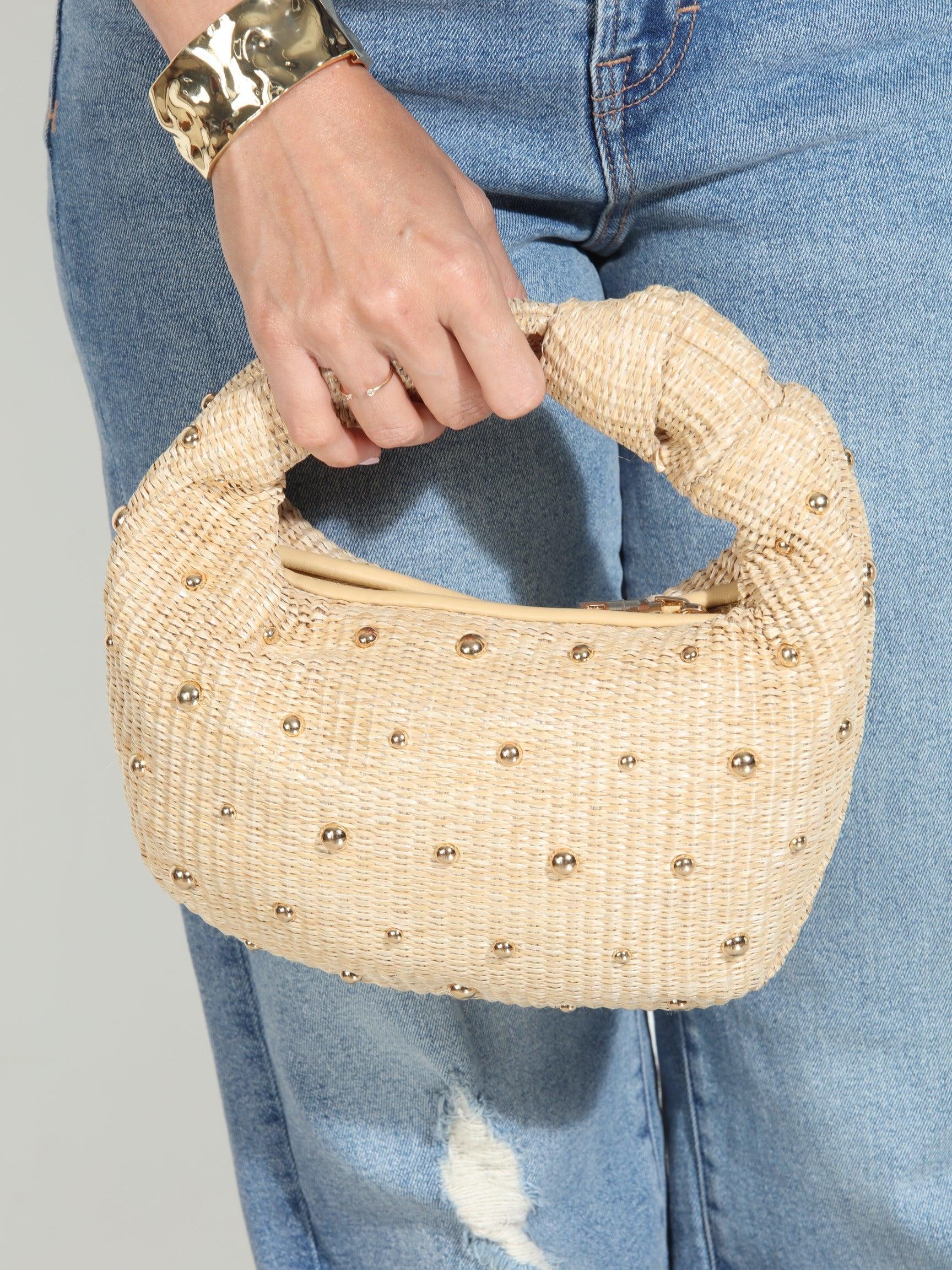 Addison Studded Straw Handbag-FINAL SALE