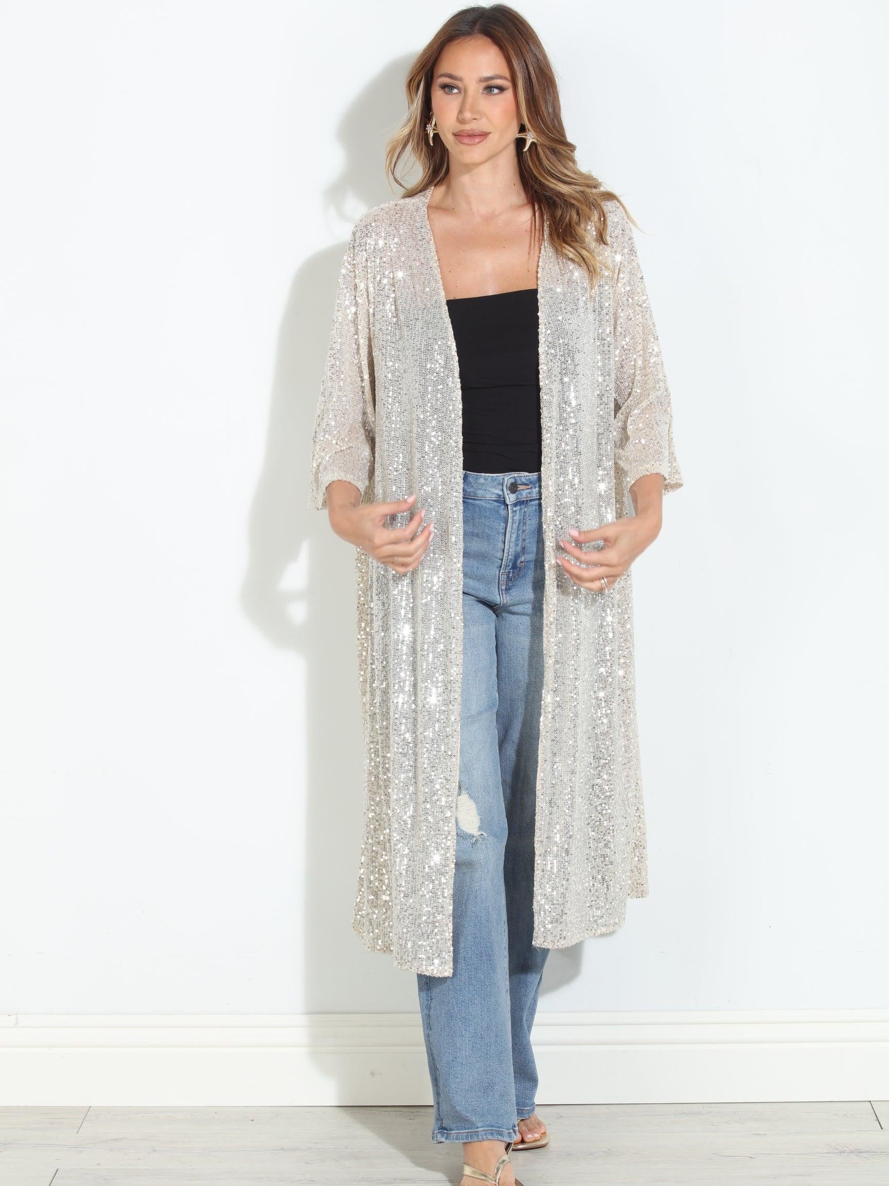 Ibiza Sequin Long Kimono Cover Up-BEST SELLER