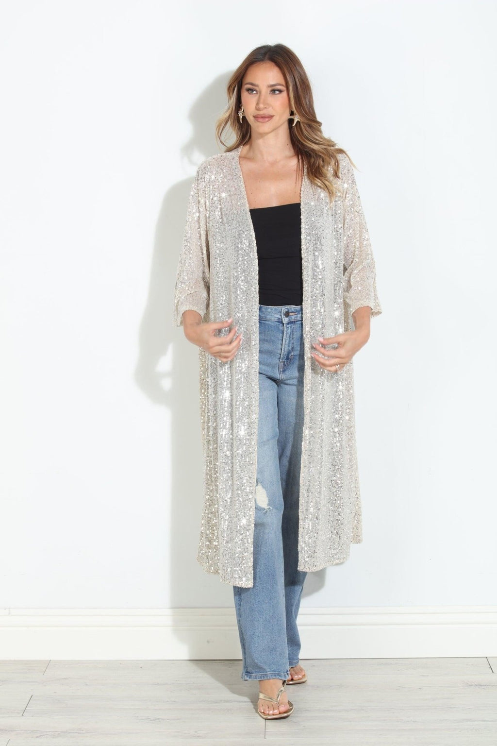 Ibiza Sequin Long Kimono Cover Up-BEST SELLER