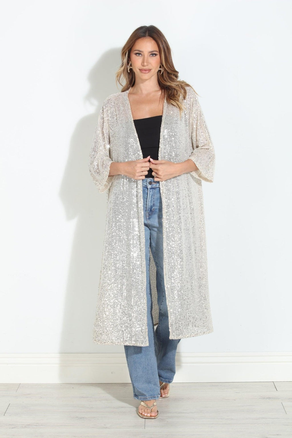 Ibiza Sequin Long Kimono Cover Up-BEST SELLER