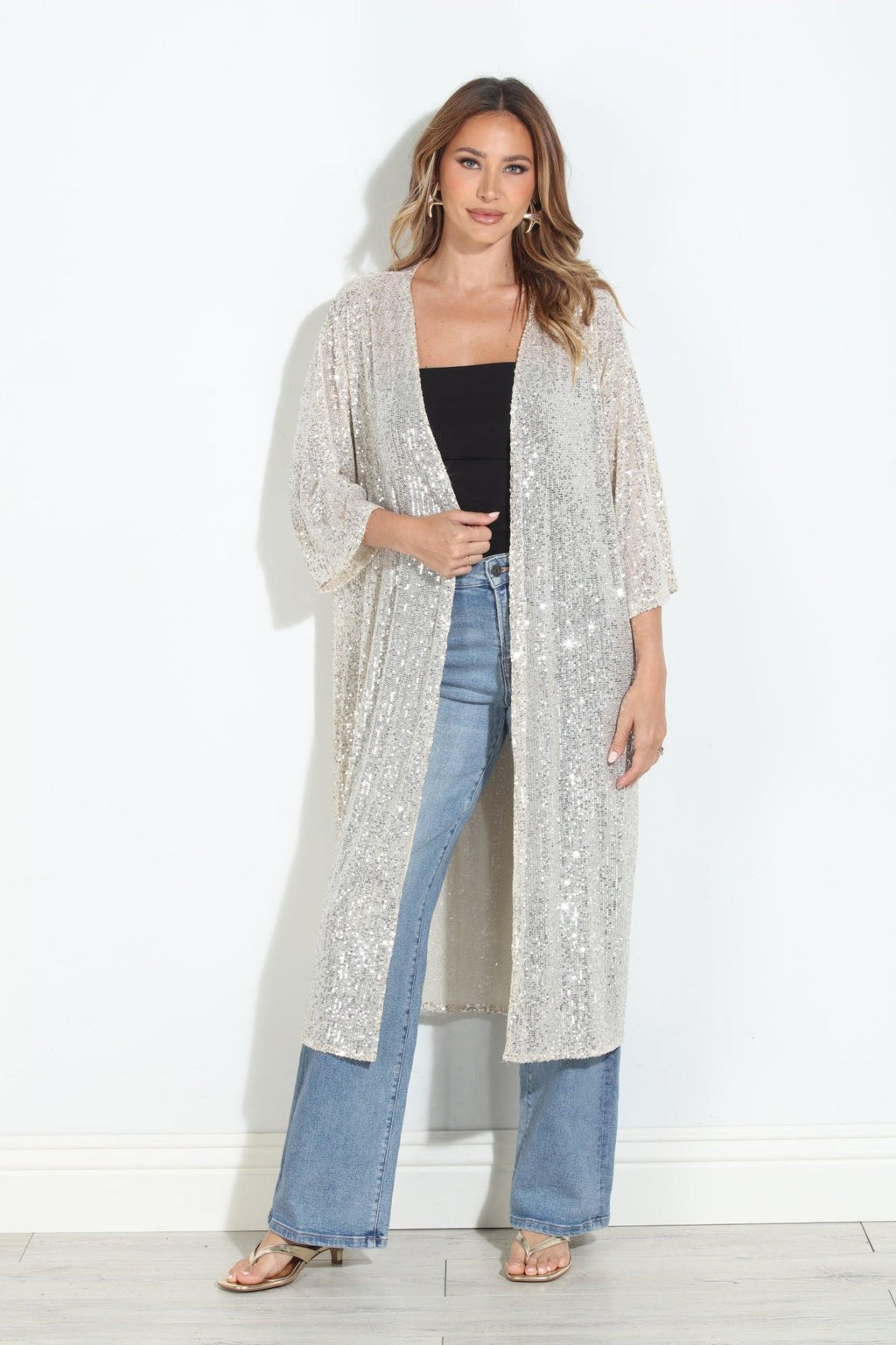Ibiza Sequin Long Kimono Cover Up-BEST SELLER