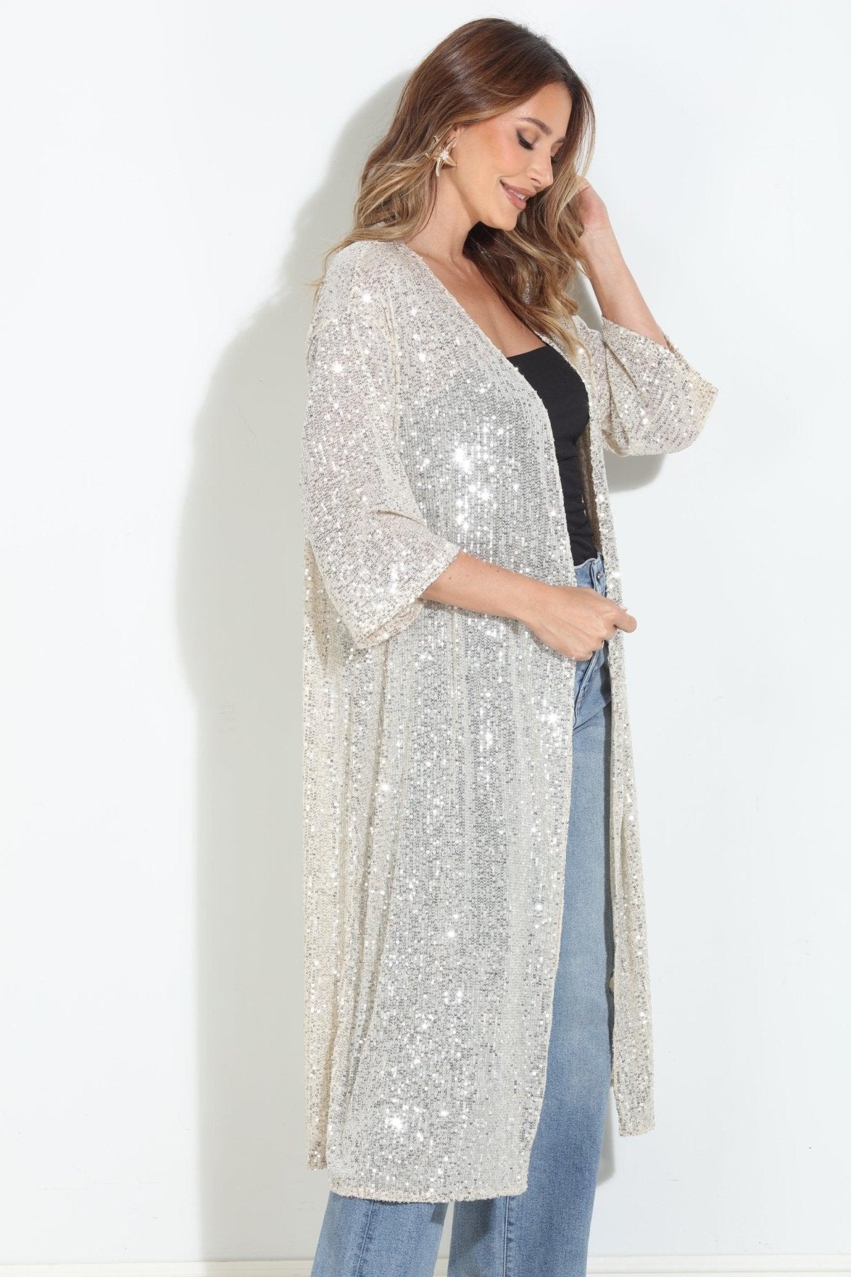 Ibiza Sequin Long Kimono Cover Up-BEST SELLER