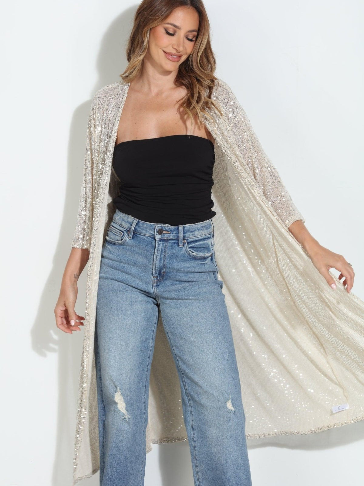 Ibiza Sequin Long Kimono Cover Up-BEST SELLER