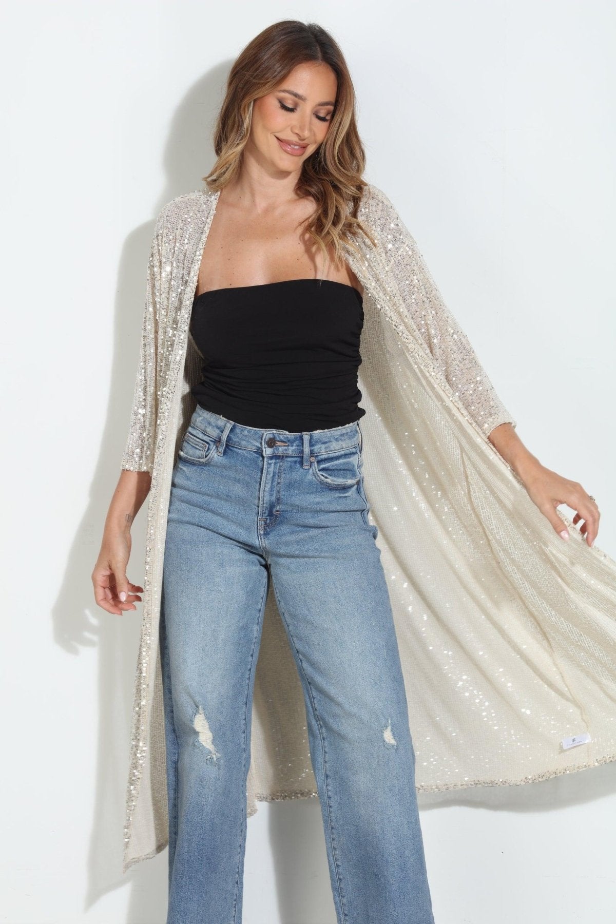 Ibiza Sequin Long Kimono Cover Up-BEST SELLER
