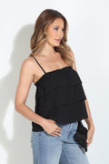 Black Chiffon Layer Tank-BEST SELLER