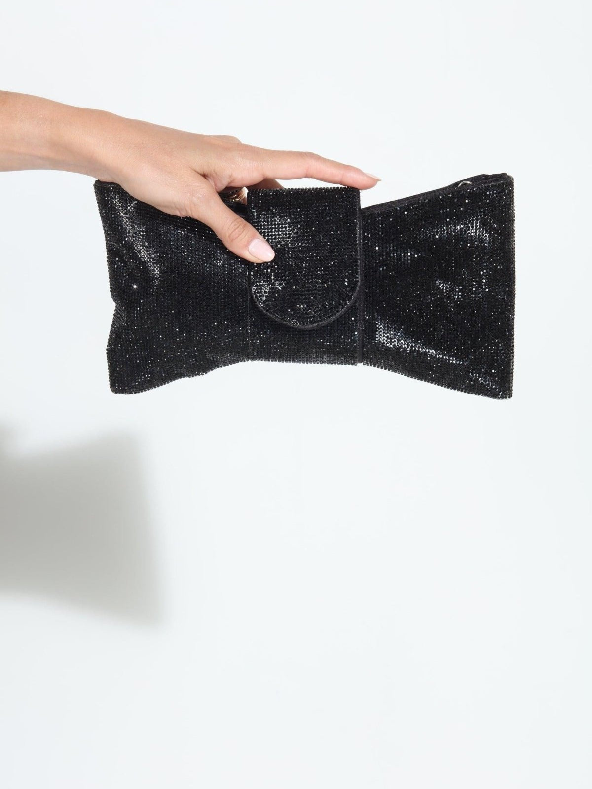 Black Crystal Bow Clutch