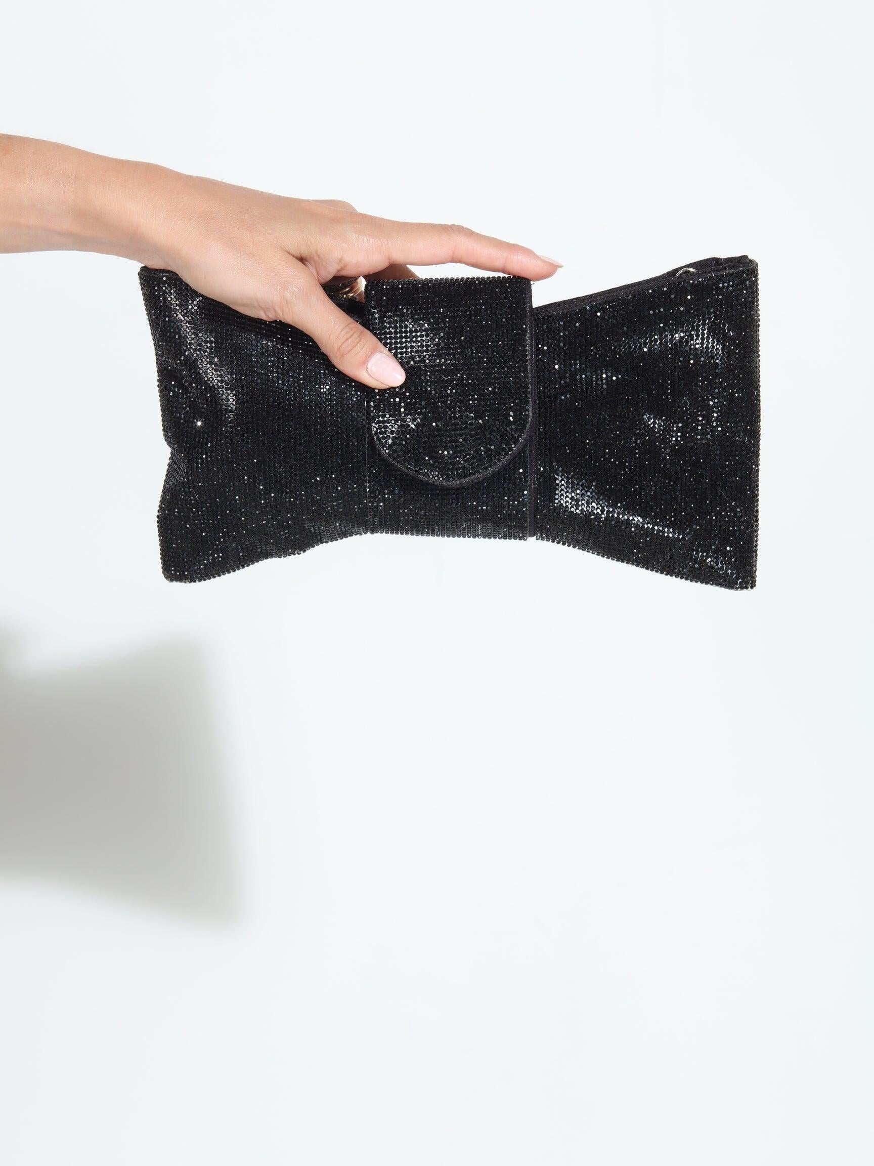 Black Crystal Bow Clutch