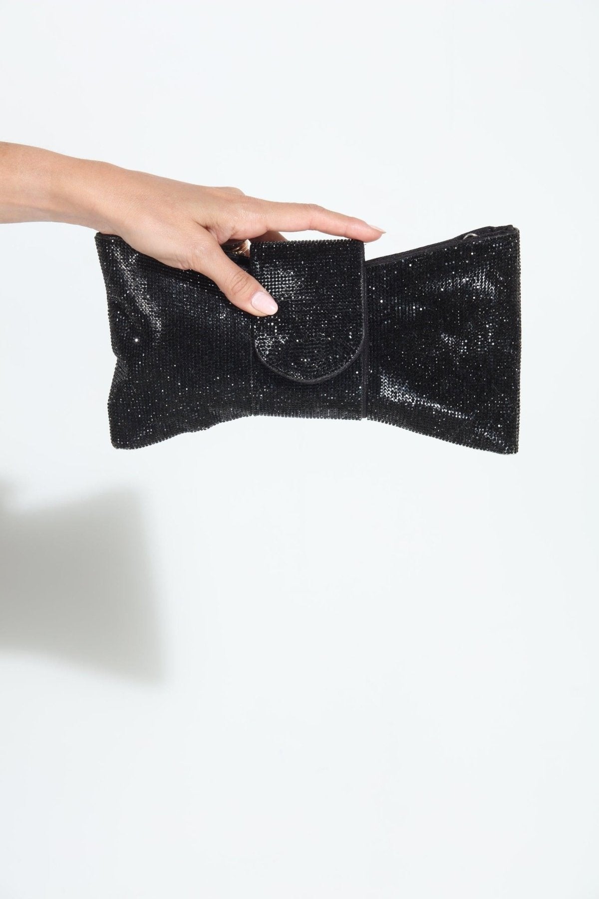 Black Crystal Bow Clutch