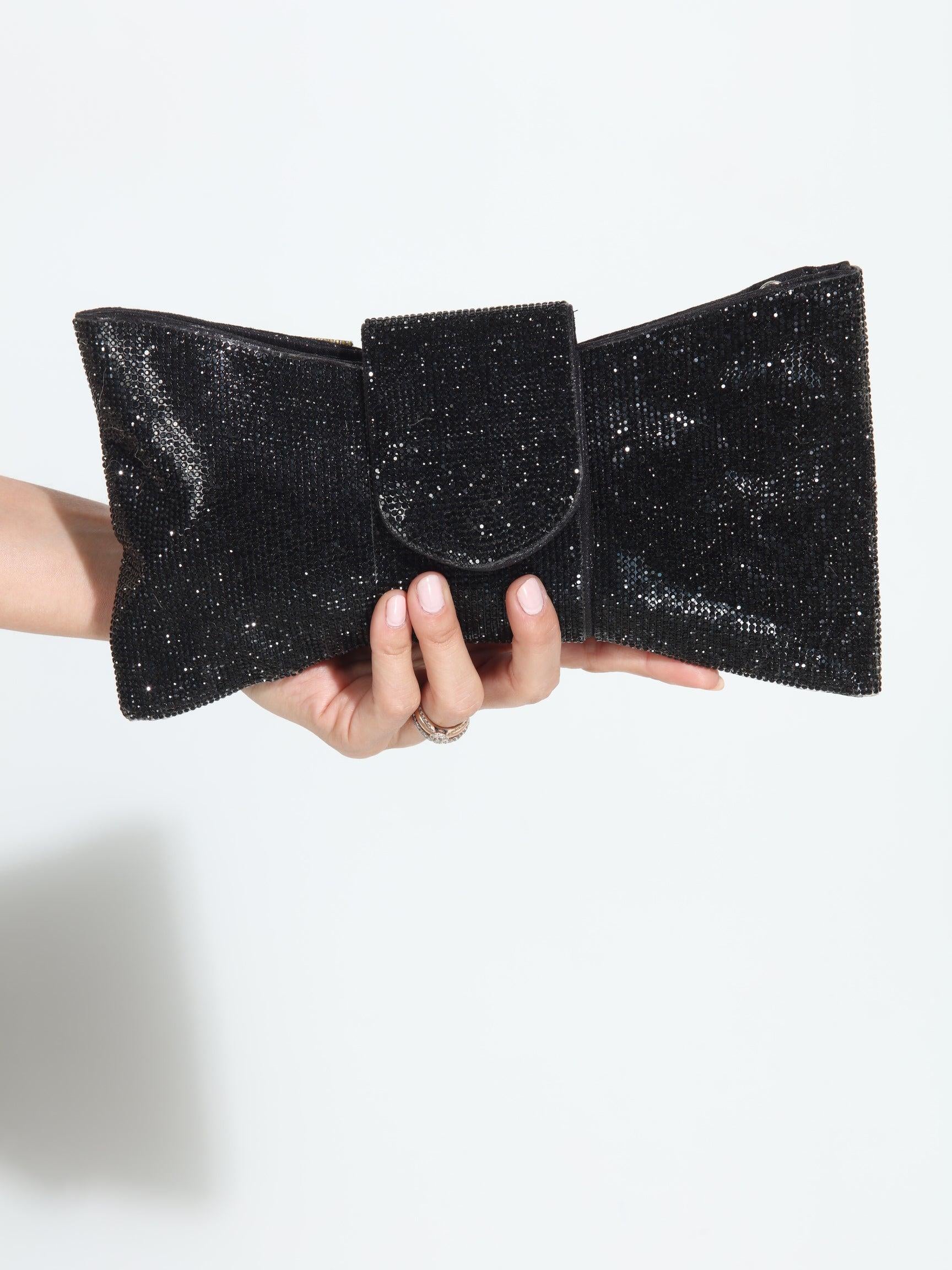 Black Crystal Bow Clutch