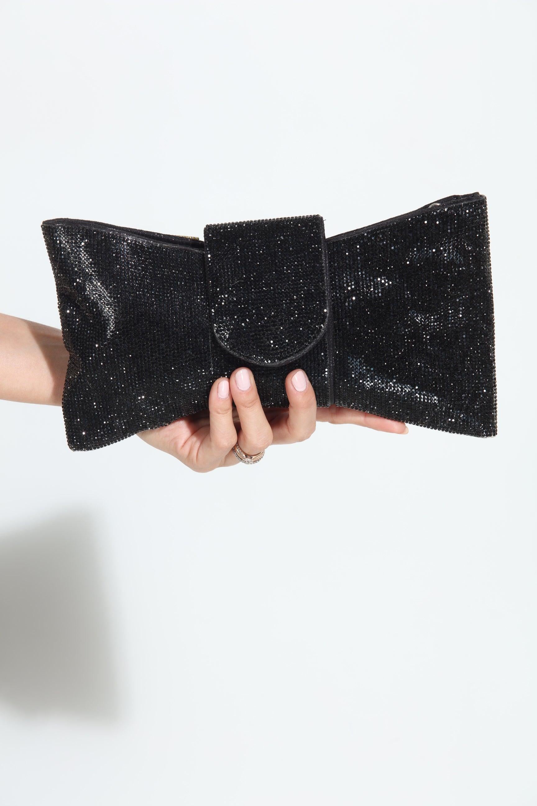 Black Crystal Bow Clutch