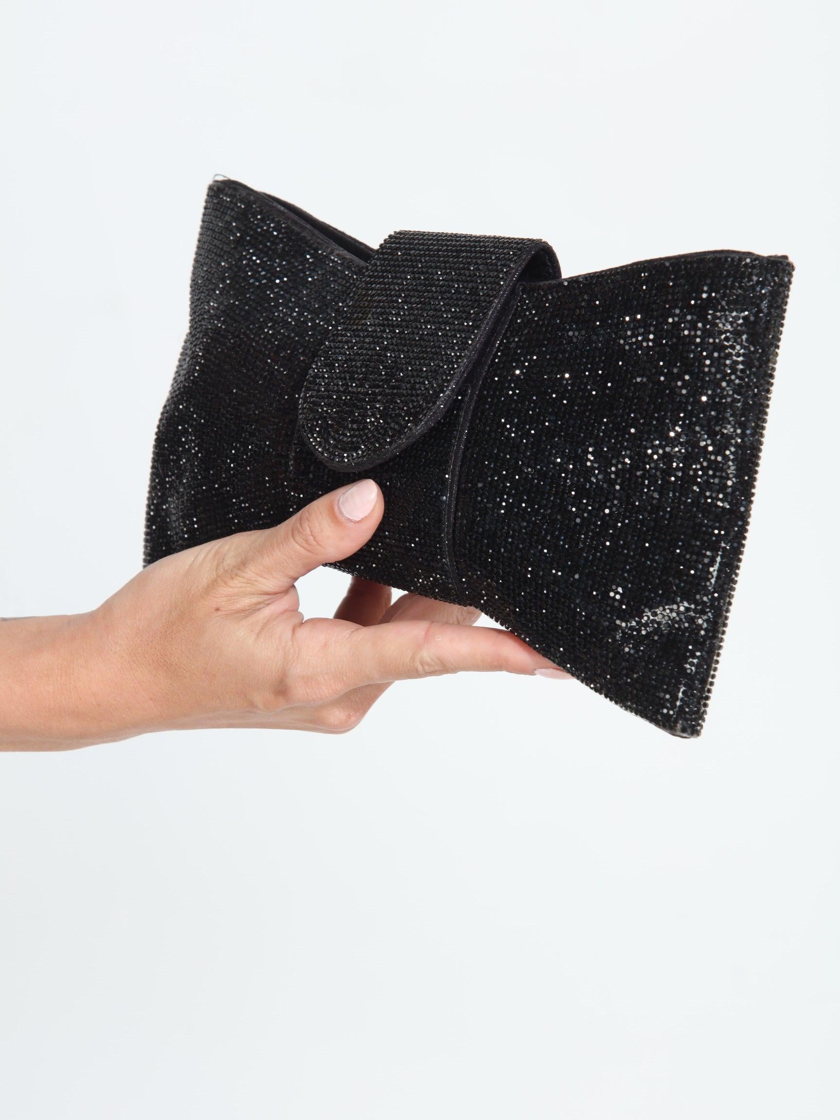 Black Crystal Bow Clutch
