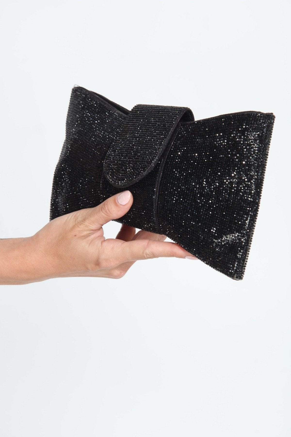 Black Crystal Bow Clutch
