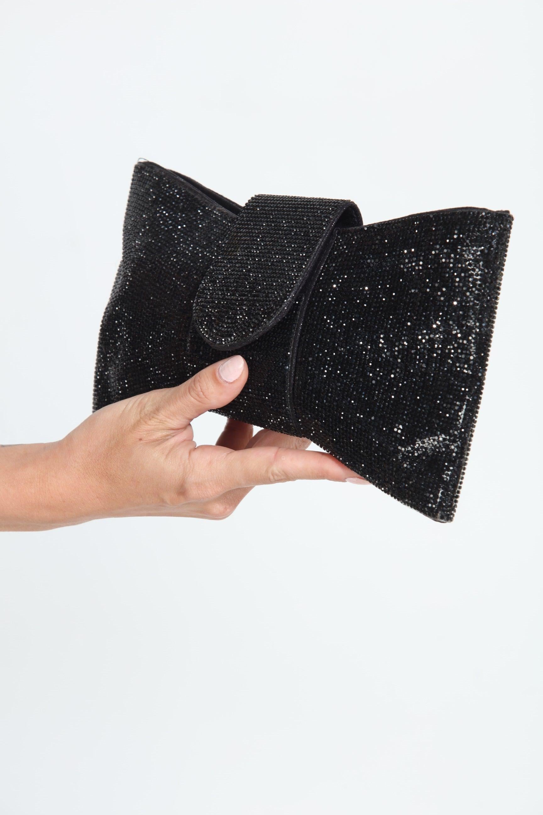 Black Crystal Bow Clutch