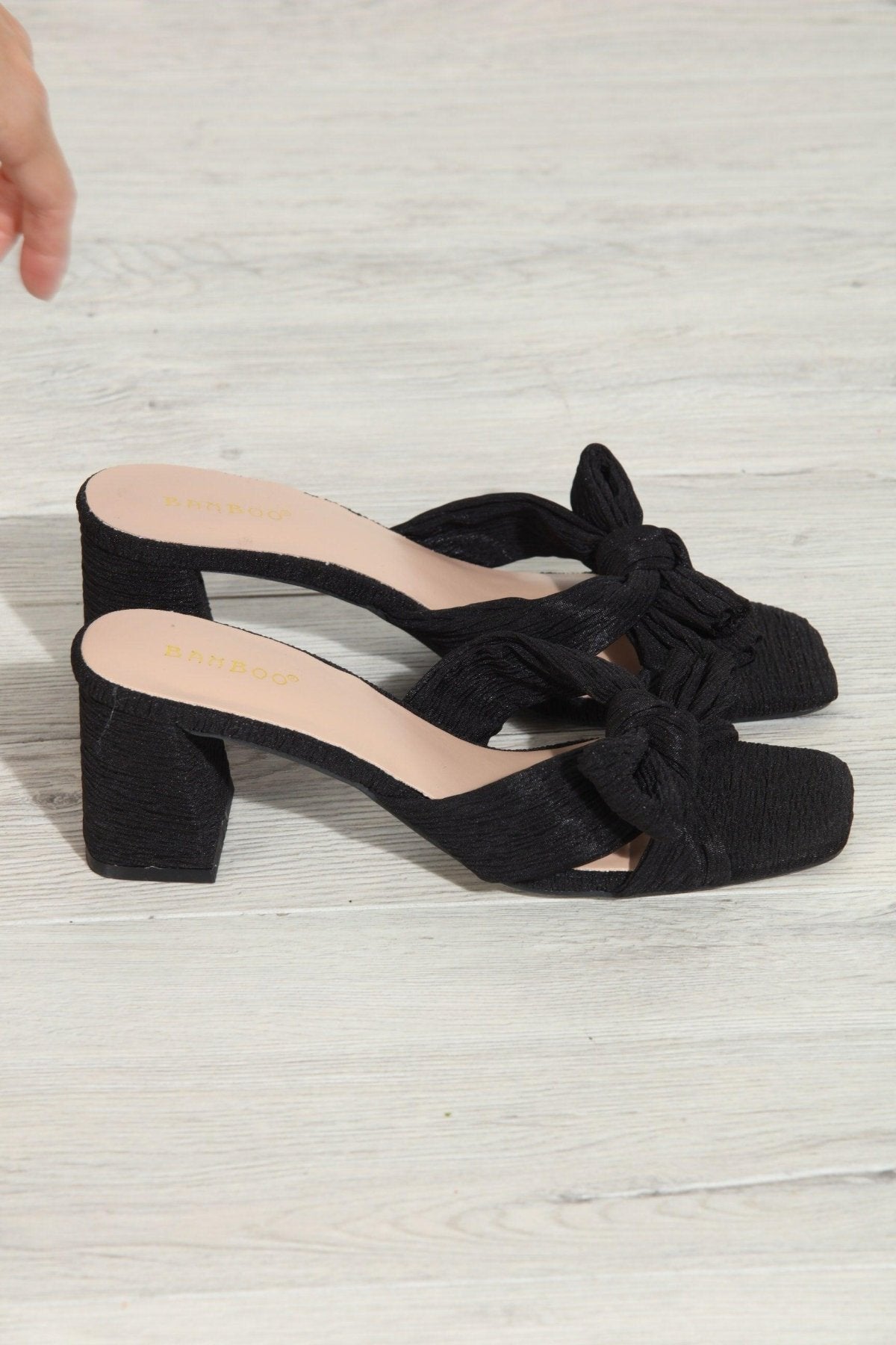 Vera Bow Heeled Sandal- Black