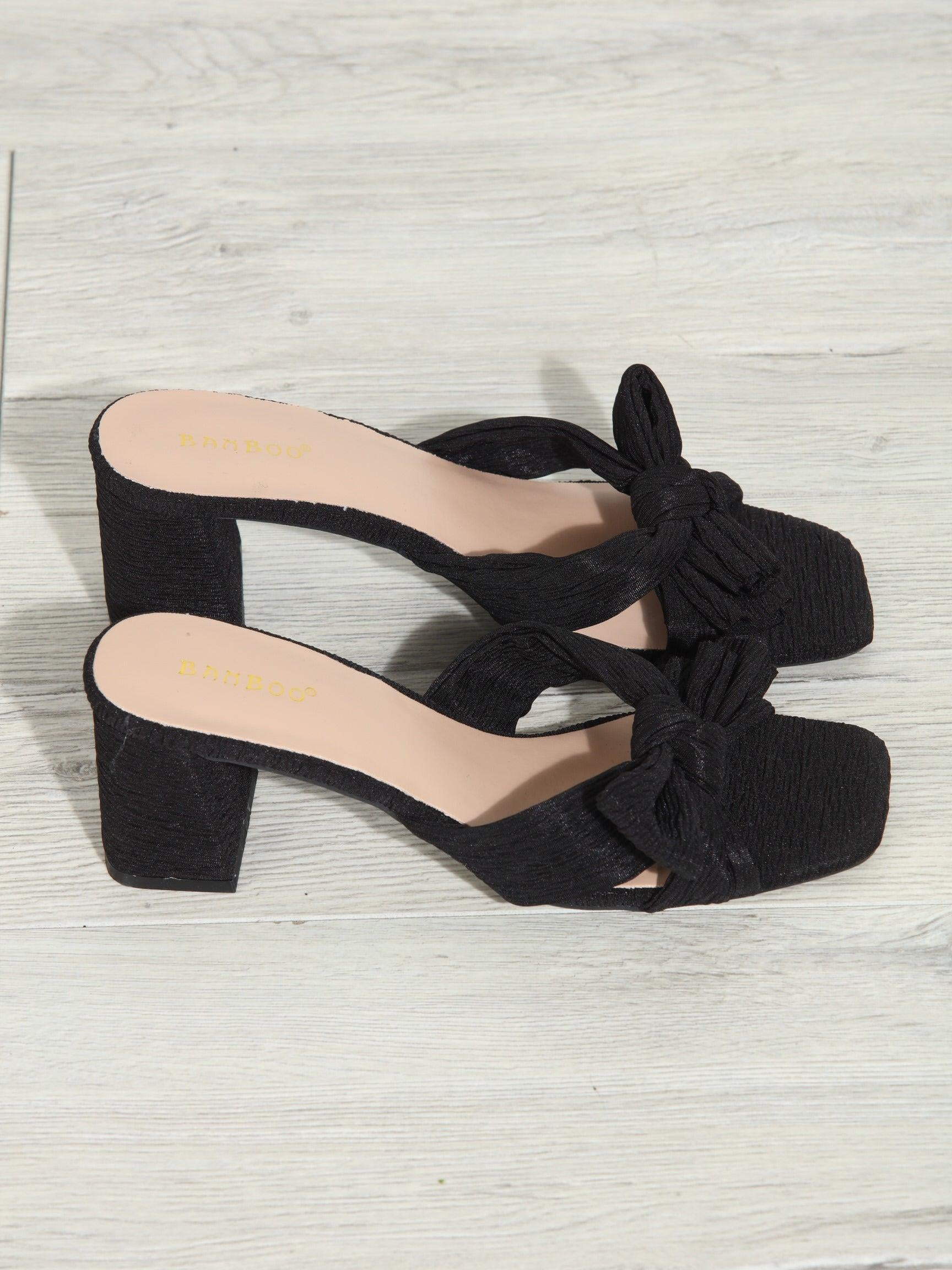 Vera Bow Heeled Sandal- Black