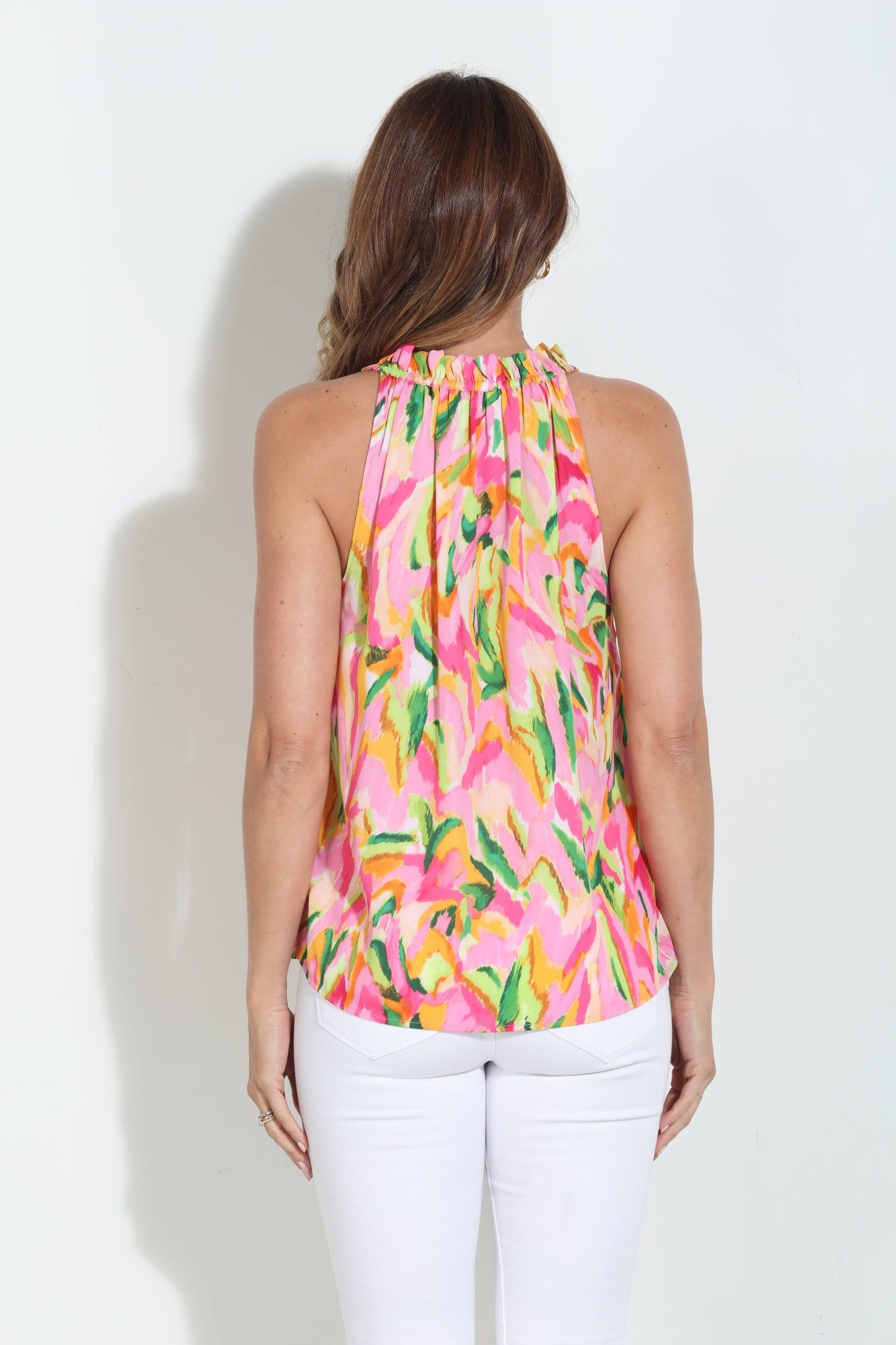 Gloria Pleated Neck Halter Blouse