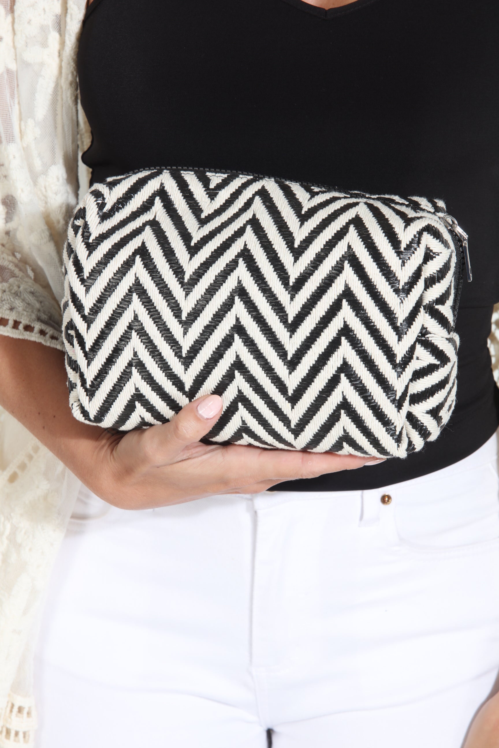 Woven Chevron Make-Up Bag
