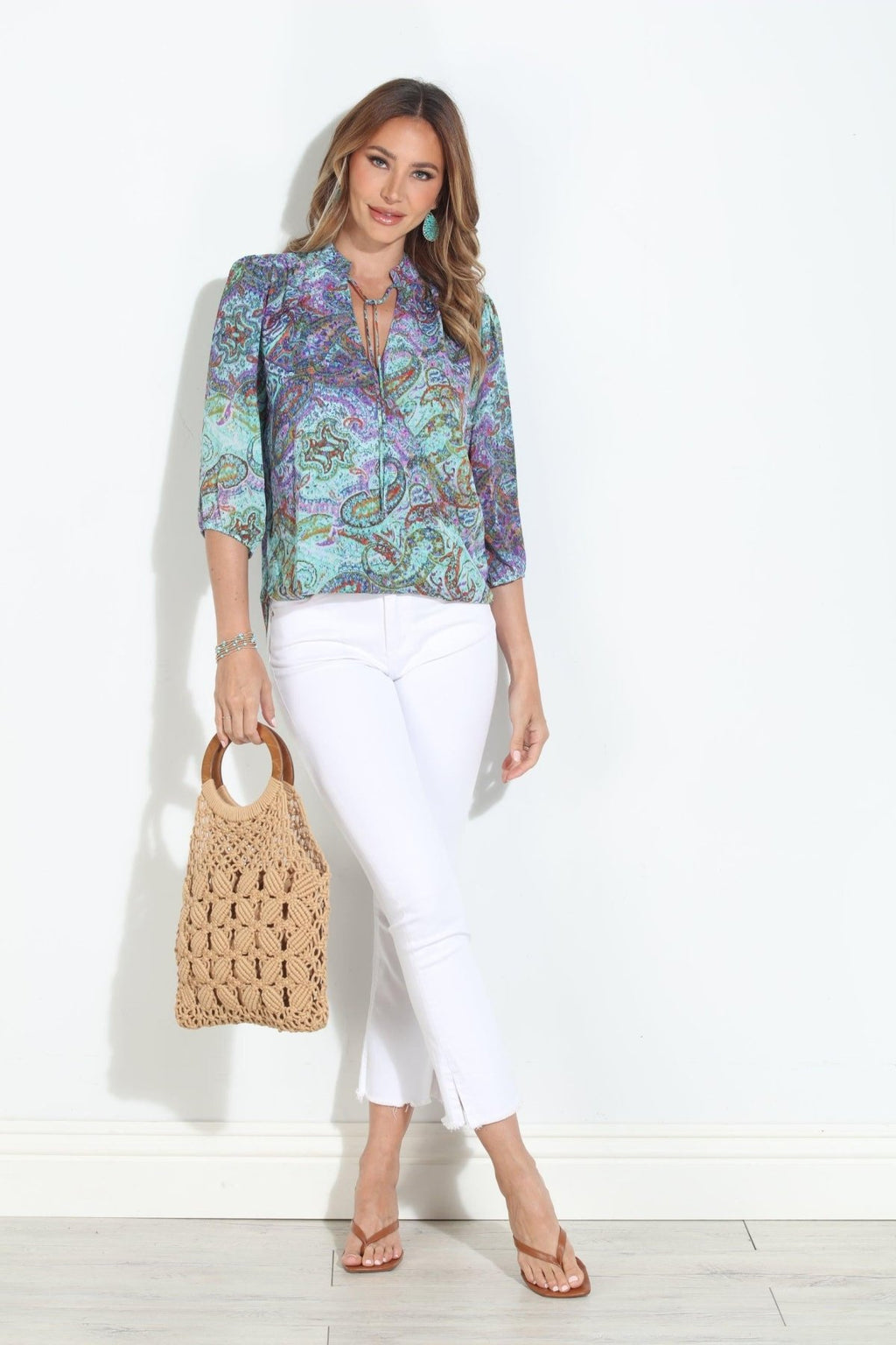 Arielle 3/4 Sleeve Surplice Blouse