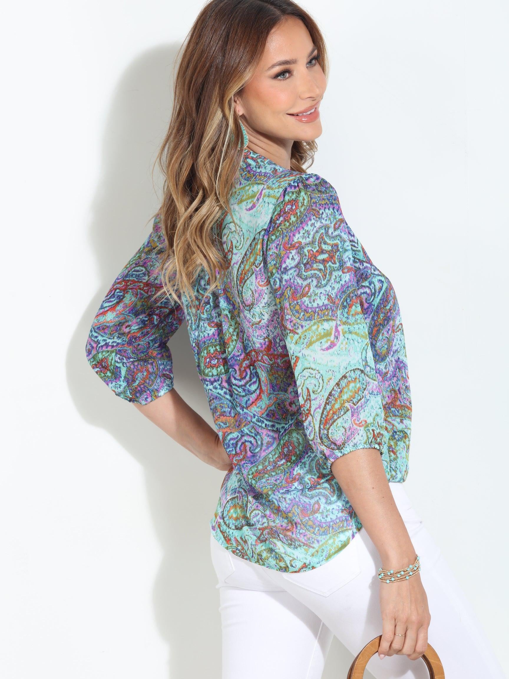 Arielle 3/4 Sleeve Surplice Blouse