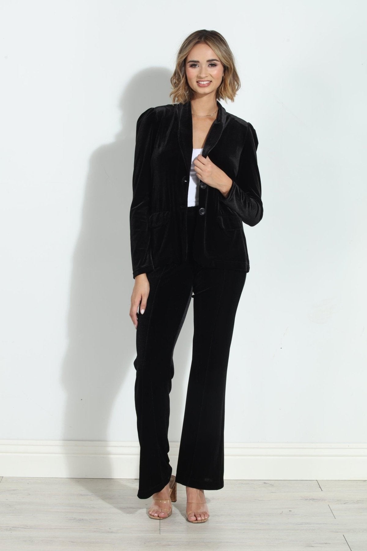 Black Velvet Palazzo Leg Pants-BEST SELLER