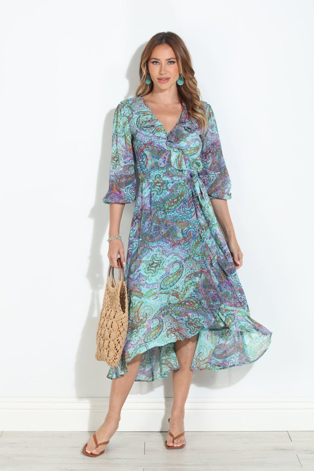Arielle Chiffon Ruffle Wrap Dress-BEST SELLER