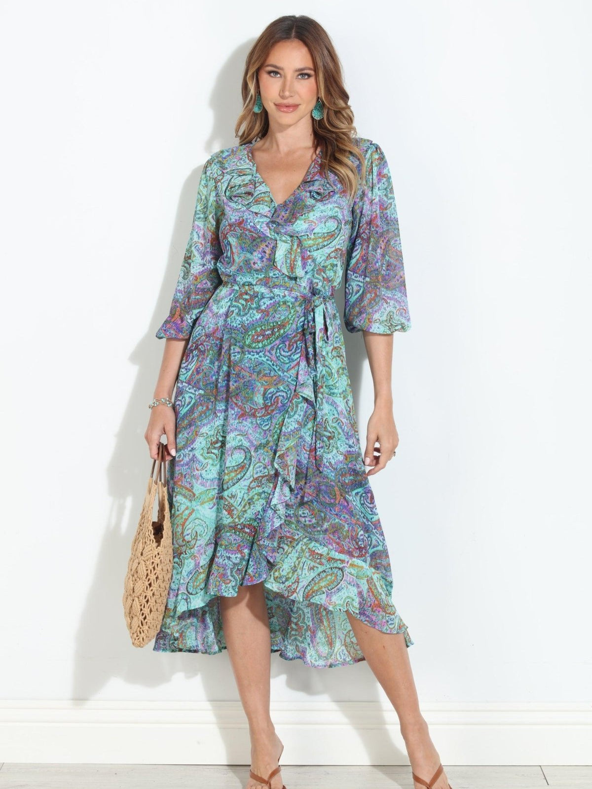 Arielle Chiffon Ruffle Wrap Dress-BEST SELLER