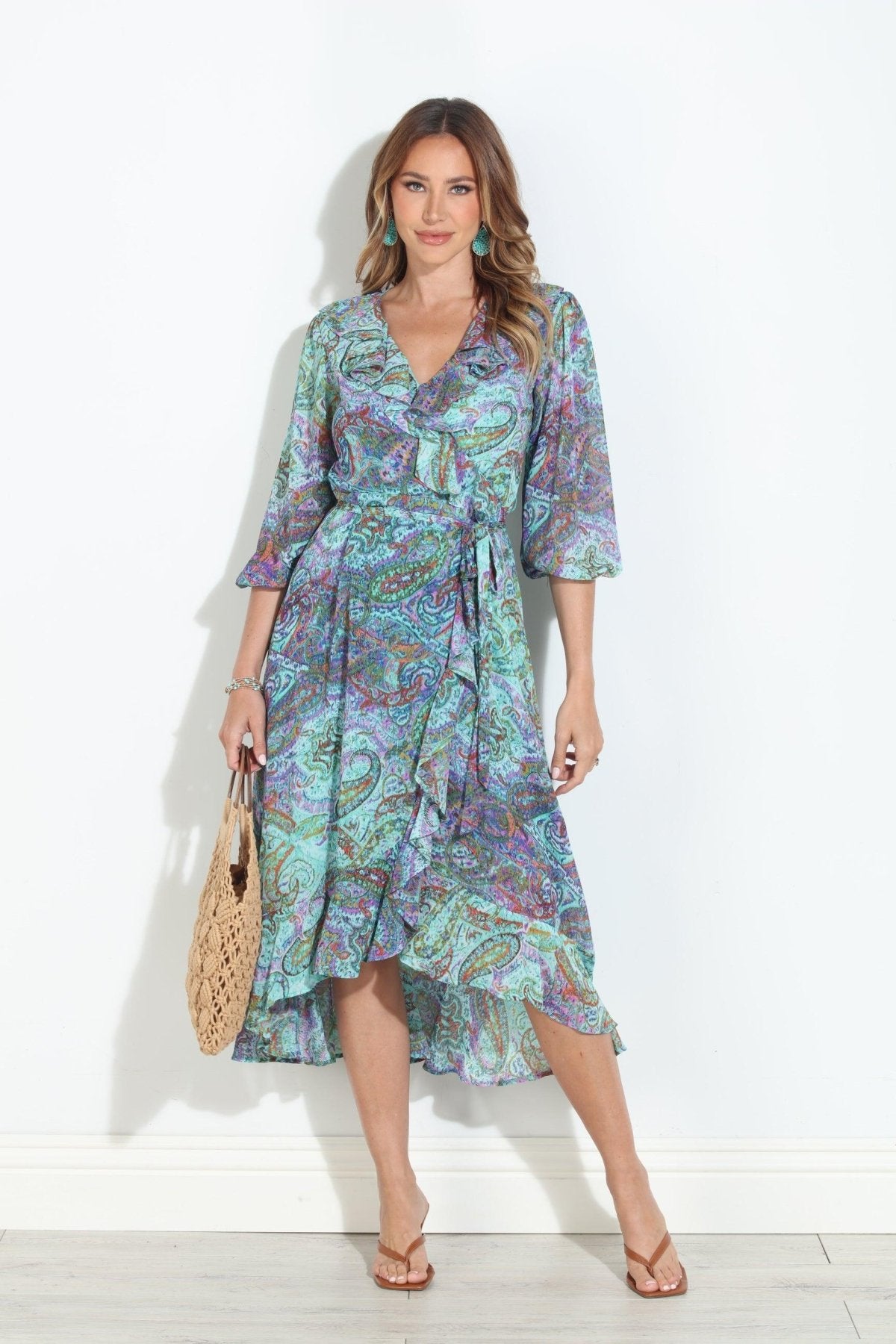 Arielle Chiffon Ruffle Wrap Dress-BEST SELLER Veronica M Arielle Chiffon Ruffle Wrap Dress-BEST SELLER Veronica M