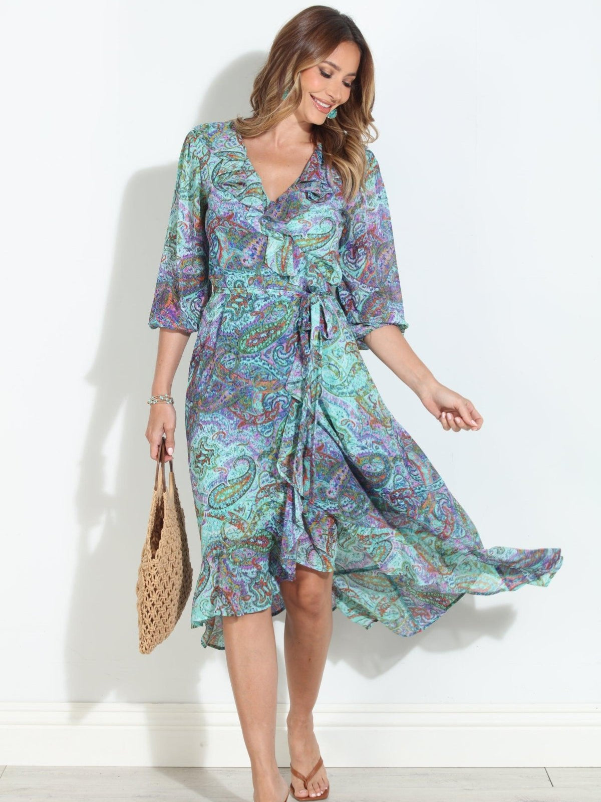 Arielle Chiffon Ruffle Wrap Dress-BEST SELLER