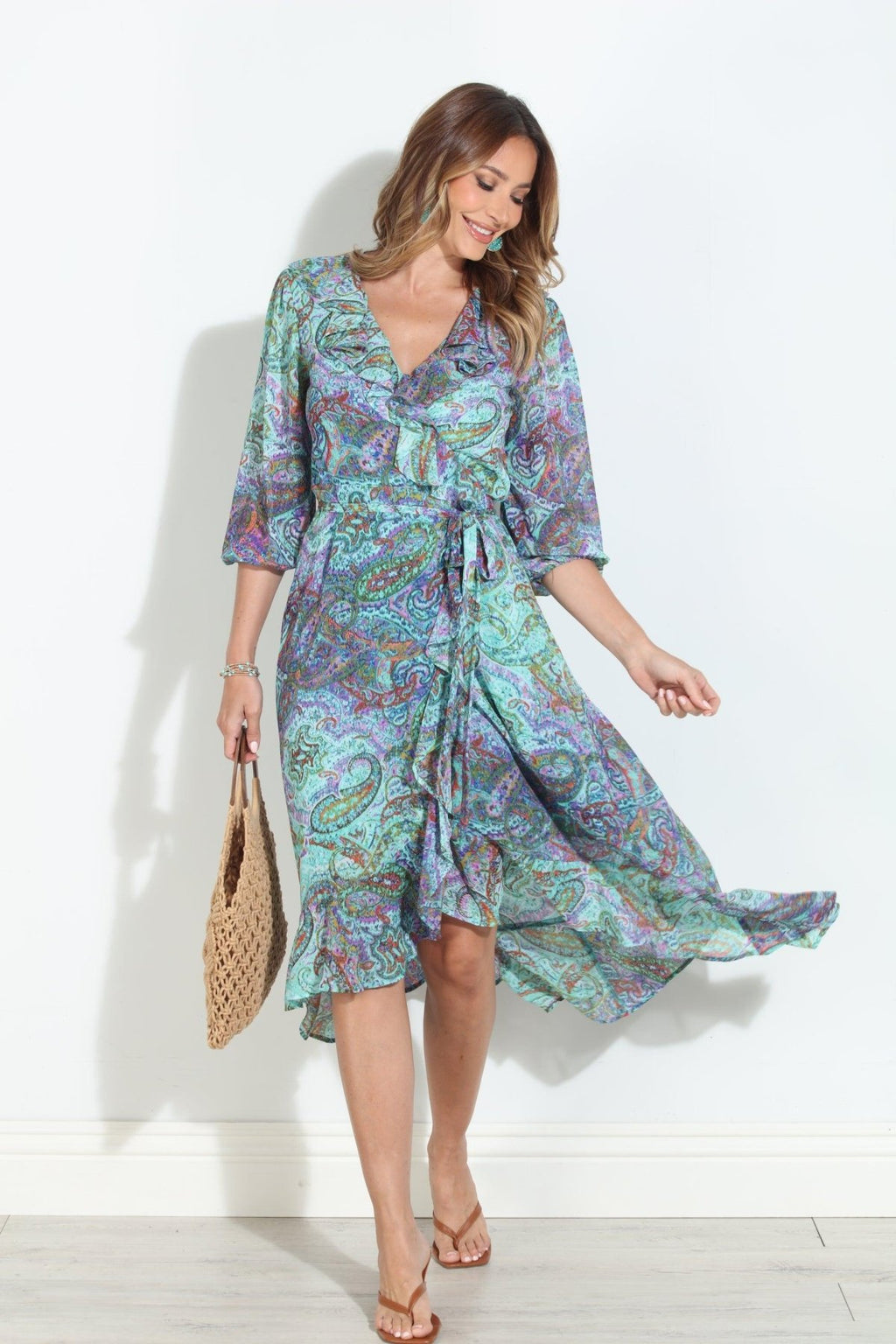 Arielle Chiffon Ruffle Wrap Dress-BEST SELLER