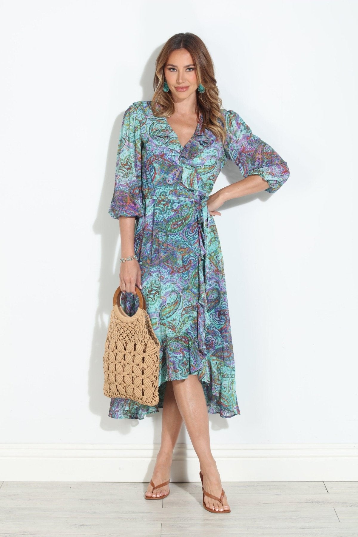 Arielle Chiffon Ruffle Wrap Dress-BEST SELLER